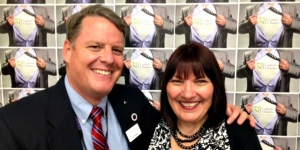 Paul Mulligan, President and CEO of Catholic Charities with Linda Tailleart, Director of Volunteer Services. 